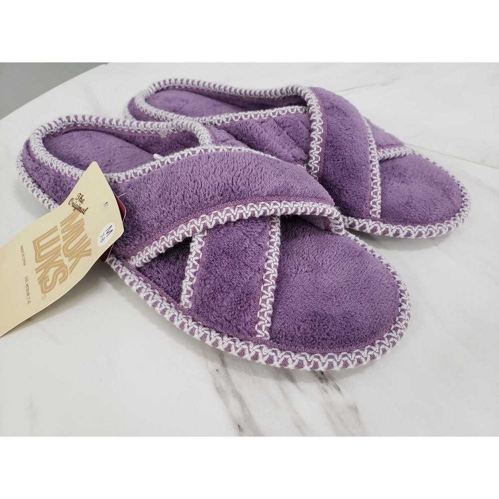 MUK LUKS Lilac Ivory Purple Ada Slipper House Shoe‎ Sandal Medium 7/8